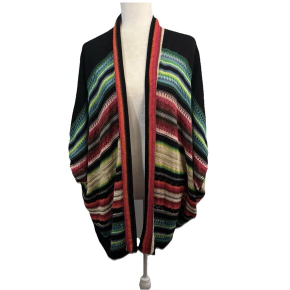 LAUREN Ralph Lauren Open Front Knit Cardigan Sweater Multi-Stripe One Size - Picture 1 of 13